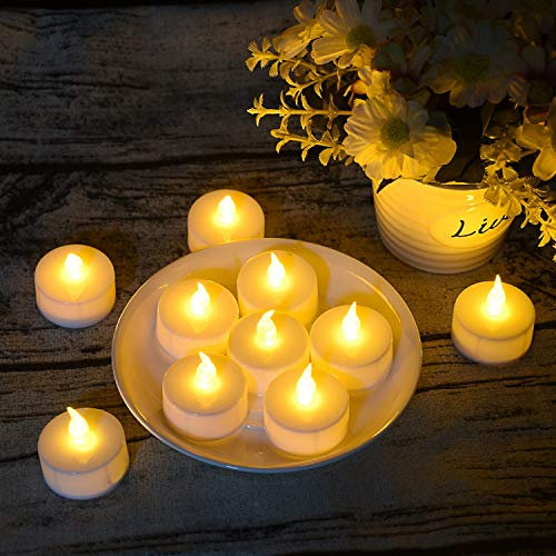 LED Tealight Candles, 24 Packs Battery Operated Flameless Tealight Candles, Fake Electric Candle for Seasonal and Festival Celebrations 100+ Hours of Electric Light (24)