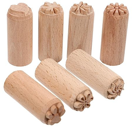 VILLCASE 2stücke Holzstempel Für Töpferarbeiten Handgefertigte Stempel Mit Klaren Motiven Daisy Herz Eisenblume Blättriges Windrad Bärenpfote Ahornblatt Für Kreative -dekorationen