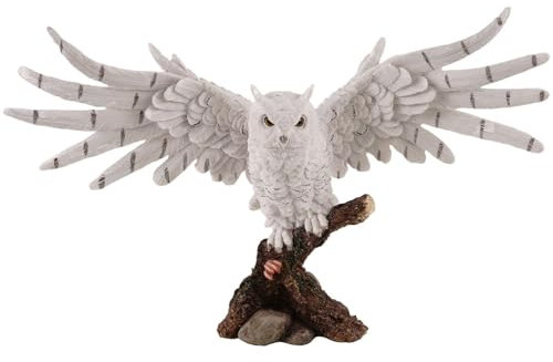 Kremers Schatzkiste Decorative Figurine Owl White Sculpture 38 cm Decorative Figure Bird Gift Animal Polyresin Owl Figurine Owl Figure Owl