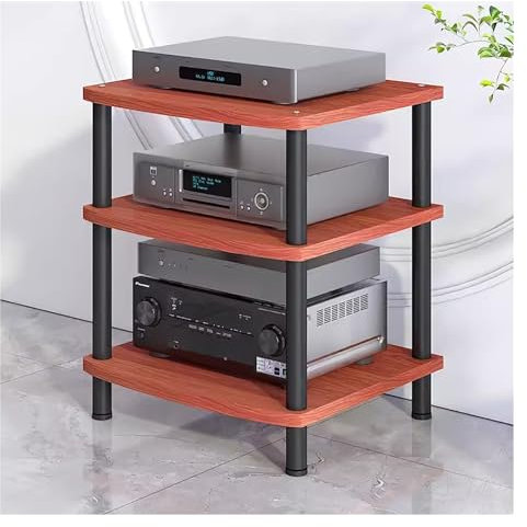 audio rack hifi regal 2/ 3/ 4 Stufen Hifi Audio Regal Av-Komponenten-Medienständer Aus Metall Und Holz Stereoschrank Für Verstärker/Plattenspieler/Stereo-Receiver, Audio-Video-Geräte-Orgainizer(Brown,