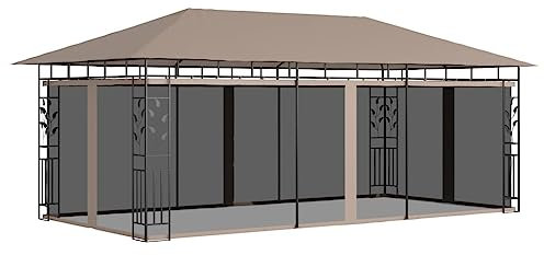 Willood Garten Pavillon mit Moskitonetz 6x3x2,73 m Taupe 180 g/m²