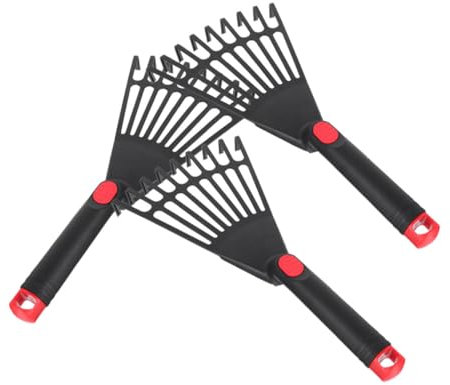 POPETPOP Set 3 Pezzi da Giardino Leggeri in Plastica Nero, Attrezzi per Foglie, per Giardinaggio e Escursionismo