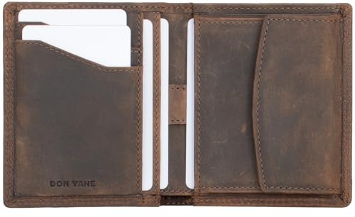 DON VANE Elite Compact I Vintage Leder Geldbeutel Herren klein braun I Kleines Portemonnaie mit Münzfach I Mini Geldbörse für Männer & Damen I RFID Portmonee Herren Slim Wallet