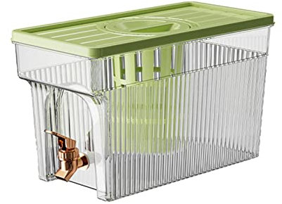 Jarra de cerveza fría de 3 litros, jarra de té helado PET de 8,3 x 5,9 x 3,9 pulgadas, jarra de té helado con filtro y puerto de inyección de agua, jarra de limonada para té (Vert)