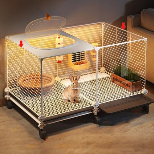 Kaninchenkäfig, Hasenkäfig, Transparenter Kleintierkäfig, Spalt 1,3 cm, Leicht Zu Reinigen und Zu Bewegen, Meerschweinchenkäfige für Den Innen- und Außenbereich Geeignet(75 * 35 * 45cm)