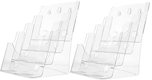 Housoutil 2 Stück A5 Acryl Broschürenhalter 4-stufiger Prospektständer Transparent Papierhalter Für Büro Und Zuhause