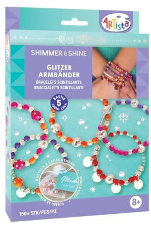 ARTISTA 9342997 Bastelset Glitzer Armbänder, Schmuckbastelset, DIY Schmuckset für Kinder ab 8 Jahren