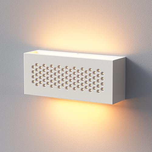 Applique Murale rectangulaire Moderne à LED 12 W, Blanche, éclairage vers Le Haut et vers Le Bas, en plâtre, pour Chambre à Coucher, Salle de Bain, Couloir, Salon, escaliers