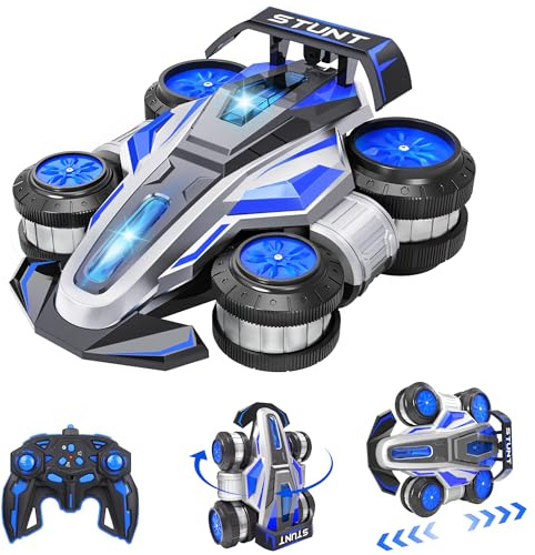 Coche Teledirigido Juguetes Niños 6 7 8 9 10 11 12 Años, Drift RC Cars Juguetes Regalo Cumpleaños Niños, 2.4GHz Coche Radiocontrol Regalos para Niños, Remote Control Car Azul con Luces LED y Música