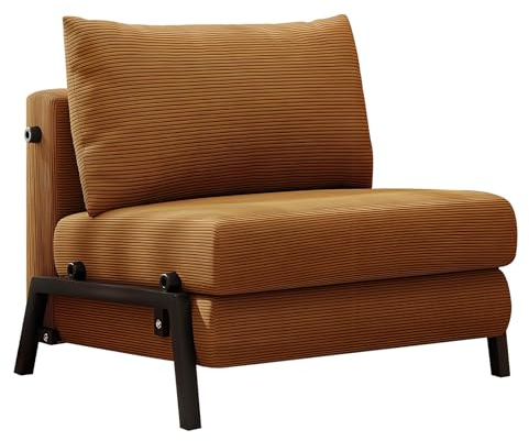 Schlafsofa Sessel Ausziehbares Sofa mit Cordstoff Abnehmbarer und Waschbarer Bezug Verstärkte Metallfüße, Vielseitiges Schlafsofa(Brown,65cm)