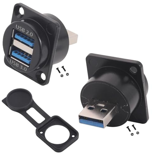 PENGLIN 2 prese da incasso doppie USB 2.0 e USB 3.0, da presa a maschio, adattatore per presa passante, USB tipo A Panel Mount