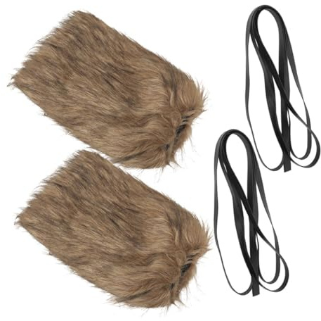 ROMISBABA Wikinger Kostümzubehör 2 Stück Packung Warme Beinstulpen Aus Kunstfell Verstellbare Bänder 40cm Lange Stulpen Für Damen Und Herren Vielseitig Für Historische Events Und Kalte Tage