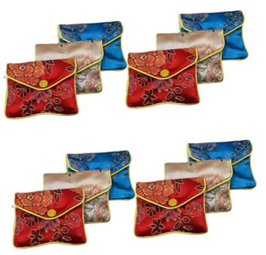 WATIIFUFU Sacchetti per Gioielli 20 Pezzi in Stile Cinese Vintage Ricamo Colore Borsa Chiusura Facile e Sicura per Confezioni e Matrimoni