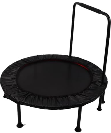 Kikumi Mini Trampolino Pieghevole da 40 Pollici 220 Libbre Massimo Supporto Turno Piccolo Trampolino Fitness Rotondo con Manico in Schiuma a Forma di U per Allenamento Indoor