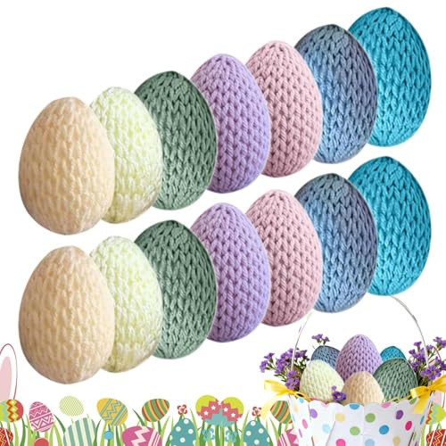 Eier für Ostern, Häkeln, Frühlingsparty-Geschenke, künstliche Ostereier, für Esszimmer, Arbeitsplatz, Party, Feier, Vase, Girlande, Zuhause