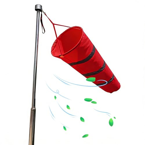 Manica a Vento Manica a Vento Rip Stop Resistente al Vento per Esterno, Sacco di Misurazione Manica a Vento per Aeroporto, Bandiere Manica a Vento Riflettenti(Red,L-0.8m(2.6ft))