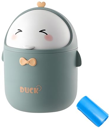 Cute Desk Bin with Lid, Mini Waste Bin for Bedroom, Office, and Dressing Table, Small Cartoon Desktop Bins, Perfect for Tea Bag and Small Trash