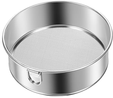 Flour Sifter Stainless Steel Round, Fine Mesh Strainers 6 Inch 60 Mesh Flour Sifter for Baking Sieve Fine Meshs Stainless Steel for Bake Decorate Cakes, Pies, Pastries, Cupcakes