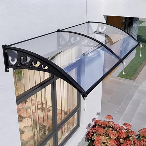 Utomhus fönstermarkis – polykarbonatbaldakin för veranda uteplats och däck – UV- och regnskydd med aluminiumlegeringskonsol – ytterdörrsöverhängsskydd