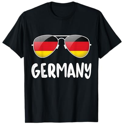 Fußball Deutschland Fan Trikot Sonnenbrille Flagge Deutschland T-Shirt