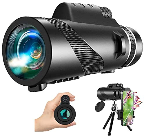 Telescopio monoculare ad alta definizione 50 x 60, monocolo ad alta potenza per adulti e bambini, con supporto per smartphone e treppiede per osservazione degli uccelli, campeggio, escursionismo