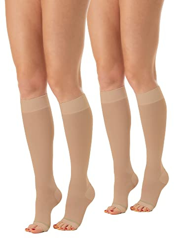 Relaxsan Antiembolism M1350A (2 Paare - Hautfarbe, S) Thrombosestrümpfe Damen und Herren 25-32 mmHg, kompression kniestrümpfe Unisex, Klasse2