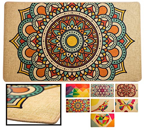 LUCA HOME – Alfombrilla Pasillo NERÓN Mandala 3 40x70cm - Antideslizante Alfombra - Tapetes para Sala - Alfombra Salon, felpudos de Interior, alfombras Pasillo