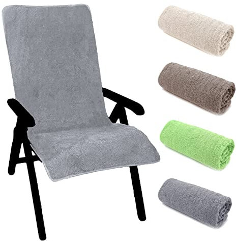heimtexland ® Housse de chaise à dossier haut, en tissu éponge, pour chaise de jardin, sauna, serviette hygiénique, type 772, gris