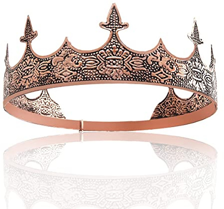 YADIRF Crown Hair Jewelry Royal King Diadem Men Metal Big Tiaras For Wedding Prom Birthday Party Cosplay Halloween Costumes (Rose Gold)