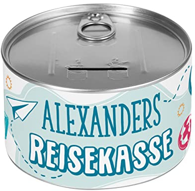 Herz & Heim® Spardose Konserve Geburtstag personalisiert Reisekasse