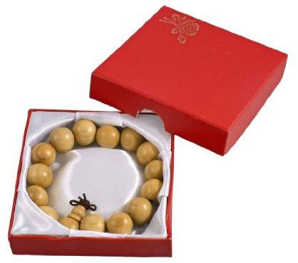 Ruilogod Brun clair ronde prière en bois Perles Décor poignet élastique Bracelet