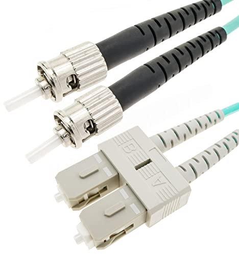 CableMarkt - Cable de Fibra óptica OM4 para Router de ST a SC multimodo dúplex 50µm/125µm, 15m