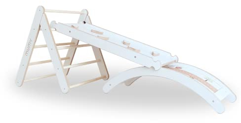 mumy Fitnessstudio Klettern für Kinder, verschließbar mit Balanceboard und Rutsche, Anti-Verschluss | aus Massivholz | Entworfen und hochwertigen hergestellt in Italien (easyCLIMB Safe+ROLL+SLIDE)