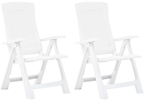 Camerina Verstellbare Gartenstühle 2 STK. Kunststoff Weiß Gartenstuhl Verstellbar BalkonstüHle GartenstüHle - 48760