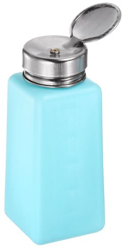 HARFINGTON Solvent Alcohol Dispenser 250ml(8.5oz) Push Down Liquid Dispenser Pump with Sealing Stainless Steel Lid for Acetone Cleanser Polish Remover, Blue