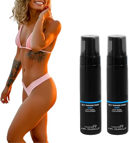 Mousse Auto-Bronzante,Mousse Autobronzante pour un Bronzage Bronzage Naturel Anti-âge Longue Durée,Hâle Naturel,Hydratant,Pour les Peaux Sensibles,Cadeau de la Fête des Mères (2PCS)