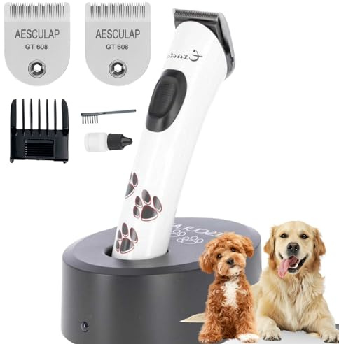 Agrarzone Edition Aesculap Exacta hundklippare vit – inklusive ersättning rakhuvud – tass trimmer tyst och vibrationsfri – smal och lätt klippmaskin hund katt