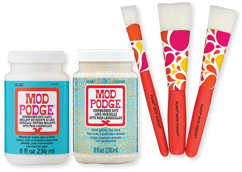 Mod Podge, Dishwasher Safe Decoupage Set, Includes 3 Soft Bristle Brushes, Perfect for DIY Arts and Crafts Projects