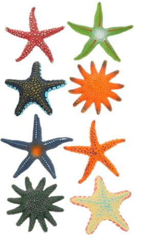 Toyvian 8pcs Realistic Simulation Sea Star Figurines Ocean Animal Models for Home and Aquarium Decoration Beach Themed Coastal Ornament Set