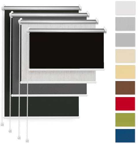 Rettika Verdunkelungsrollo ohne Bohren, für Fenster, Breite 35 cm, Höhe 220 cm, Schwarz Farbe, Klemmfix Montage, Jalousien Fenster, Fenster rollos für innen, Klemmrollo
