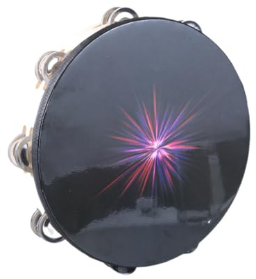 Metallglocken Handtrommel mit ergonomischem Griff, 25,4 cm, zweireihig, Tamburin, rund, musikalisches Tamburin