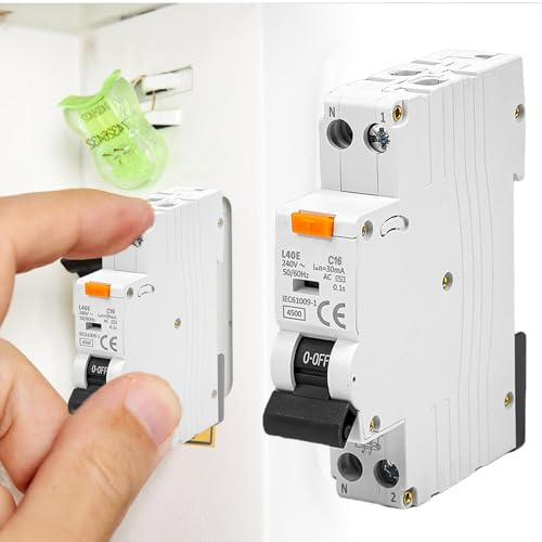 GOMETY FI-Schutzschalter, 230 V 16 A 30mA FI-Schalter Sicherungsautomat 1P+N 6kA FI-Schalter, 16A Fehlerstromschutzschalter RCBO Hochleistungs Kurzschlussschutzgerät FI schalter Typ A