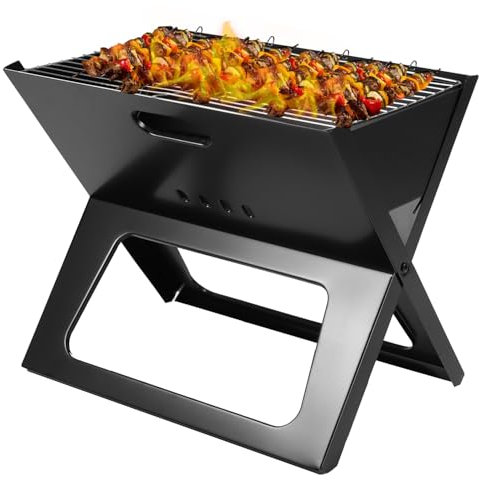 QWORK® Barbecue Pliant, Barbecue Portable, Grill pour Notebook Portable Résistant Chaleur, pour Camping, Voyages
