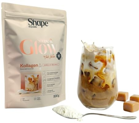 SHAPE REPUBLIC Kollagen Pulver 450 Karamell - Kollagenpeptide Typ I & III - Bioaktives Kollagen Hydrolysat