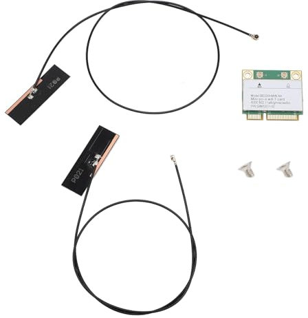 Yanmis WiFi7 Tarjeta Inalámbrica, 2,4G 5,8G 6G Tarjeta de Red Inalámbrica de Triple Banda 8774Mbps Bluetooth 5,4 Mini PCI E Adaptador Inalámbrico (con Antena)