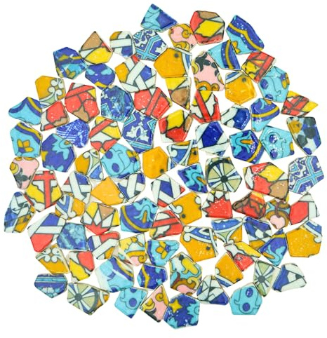 Yuvori Piastrelle a mosaico in porcellana irregolari geometriche astratte moderne da 0,5 kg, fatte a mano, per bagno, soggiorno, cucina, per esterni (colore misto, medio)