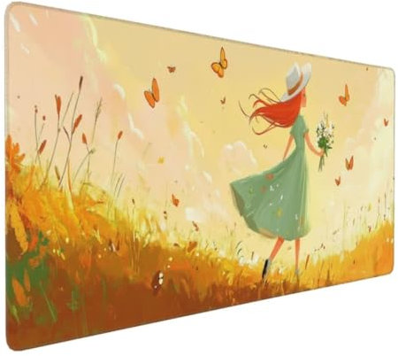 Cartoon Mädchen Mauspad XXL, Großes Mousepad 700x300x3mm Rutschfeste Schreibtischunterlage, Präzises und langlebiges Large Mouse pad,Improved Precision Rutschfeste Gummibasis, für Mauspad Office k-392