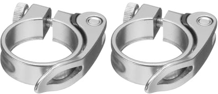 QUARKZMAN 2 Stück Fahrradsattelstützklemme 34,9 mm Aluminiumlegierung Fahrrad-Schnellspanner-Sattelstützkragen für Durchmesser 30,4 bis 31,6 mm Fahrrad Rennrad Sattelstützrohr, Silber