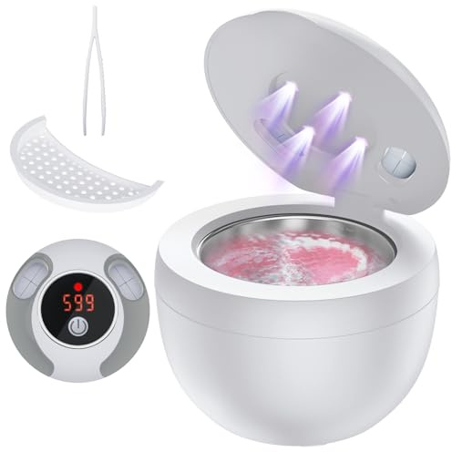 Accwork Pulitore ultrasuoni, 45000 Hz, pulitore ad ultrasuoni, 200 ml, portatile Ultrasonic Cleaner Dental Pod per protesi, paradenti, spazzolini da denti