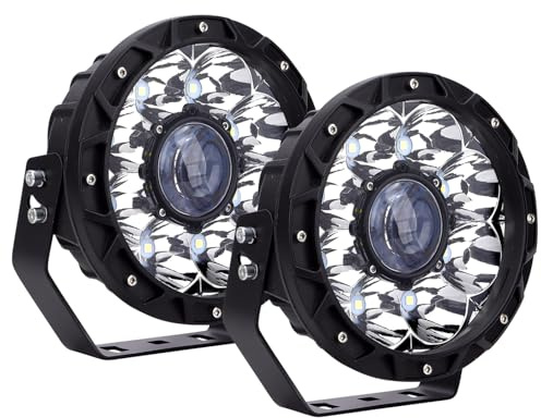 Faro de trabajo LED 7 pulgadas 70 W redondo proyector LED coche 12 V 24 V impermeable IP67 Spot largo alcance Led 6000 K luces de trabajo lámpara para tractor 4 x 4 Offroad camión barco (2 unidades)